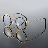 Reading Glasses Men High Quality Round Alloy Magnifying Glasses Eye Prescription 0 To +4 Clear Lens Anti Blue Light Glasses New