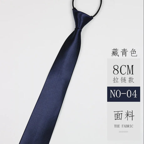 8CM Classic Black Neck Tie Imitation Silk Solid Lazy-tie For Men Business Blue Red Zipper Tie 5CM Narrow Dress Shirt Cravat Gift