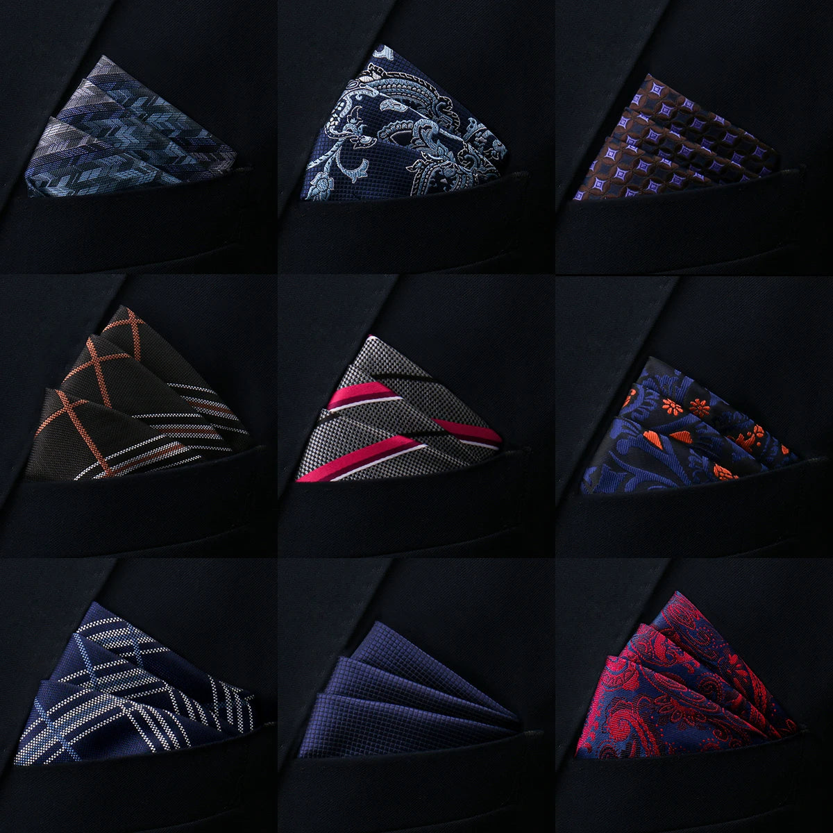 New Style Handkerchief Hot sale Black Suit Accessories Solid Kerchief Men Wedding Party Birthday Gift Pocket Square Paisley