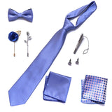 Brand Newest Design Silk Tie Set Handkerchief Pocket Squares Cufflink Bow Tie Clip Necktie Set Bussiness Wedding Suit Gift Box