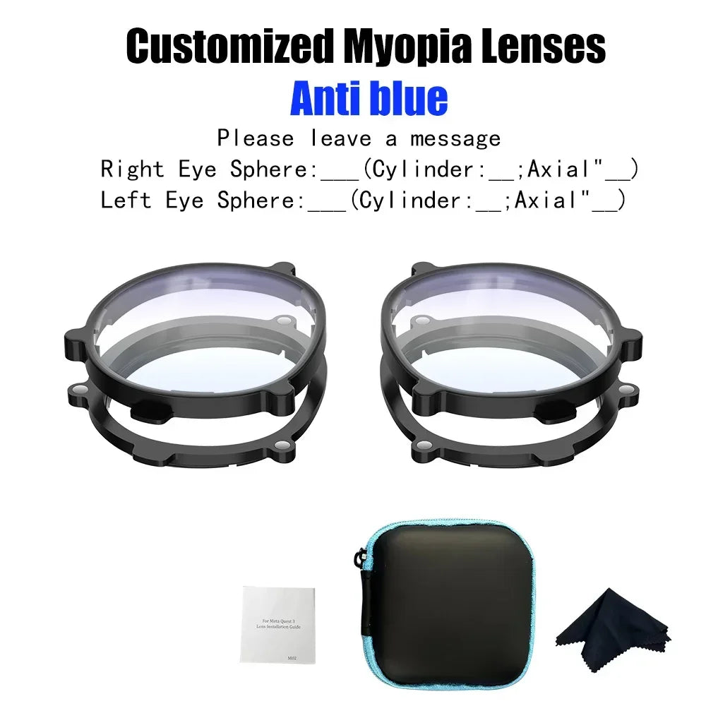 For Quest 3 lens Magnetic eyeglass frames anti-blue light optical lenses protection VR accessories for Oculus/Meta Quest 3