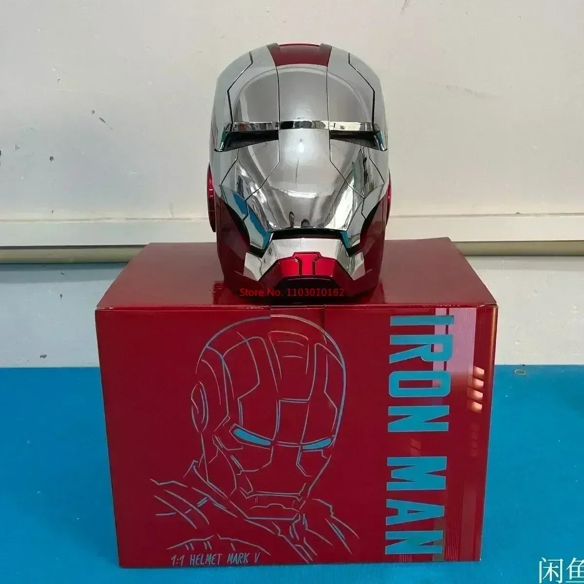 Hot Marvel 1/1 Mk5 Iron Man Autoking Helmet Remote And Voice Control Iron Man Automatic Helmet Mask With Led Light Funny Gift