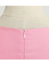 Robe d'été rose pour femme, col en V, style vintage, élégante, rétro, pin-up, soirée, bureau, mi-longue