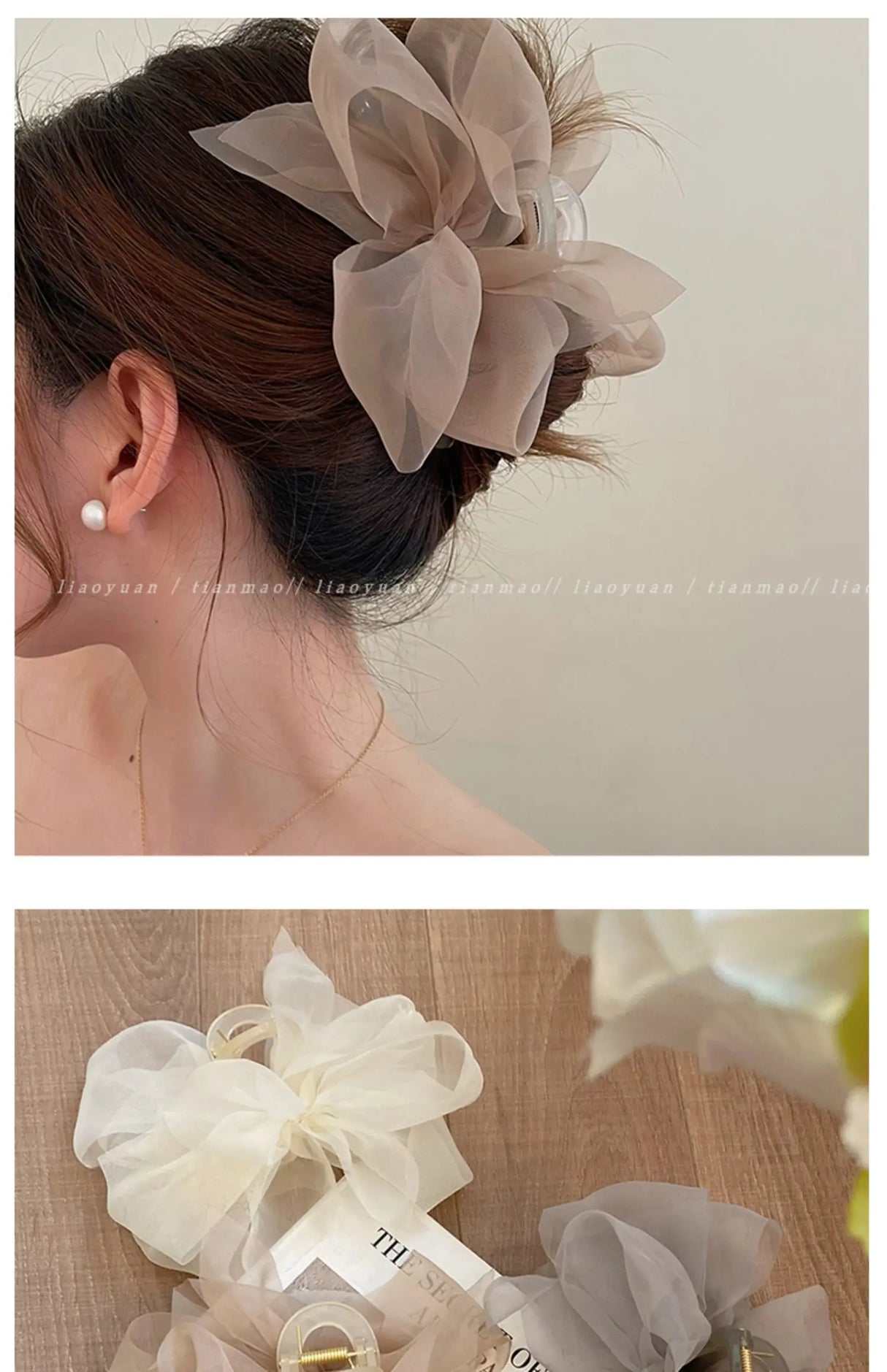 New Mesh Bow Grip Clip Female Ponytail Braid Hair Claw Clip Elegant Girl Hair Clip Hair Accessories Gift Headdress