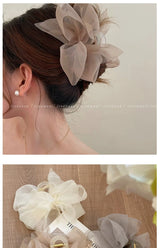 New Mesh Bow Grip Clip Female Ponytail Braid Hair Claw Clip Elegant Girl Hair Clip Hair Accessories Gift Headdress