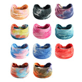 Bohemian Wide Stretch Headbands Multi-color Tie-dyed Yoga Sweatband Turban Head Wrap Bandana Women Hair Accessories Wholesale