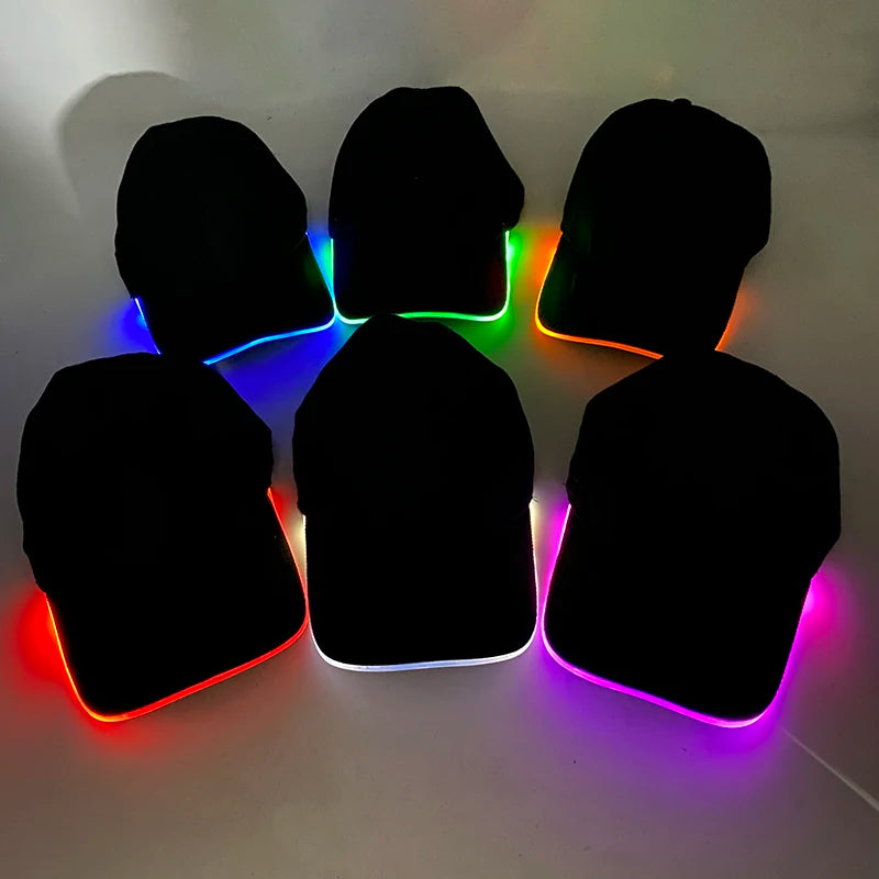 Adult Hat Led Optical Fibre Cap Hip Hot Hat NightClub Concert Masquerade Outdoor Fun Event Supplies Rap Summer Hat