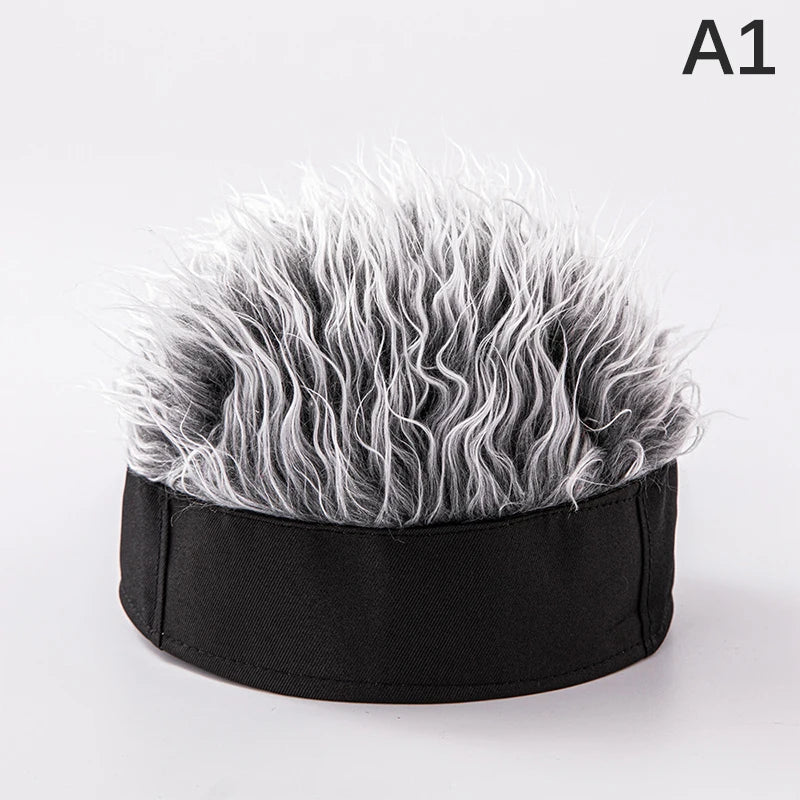 Baseball Cap Men Women Beanie Wig Hat Fun Short Hair Caps Breathable Soft for Party Toupee Hats Outdoor