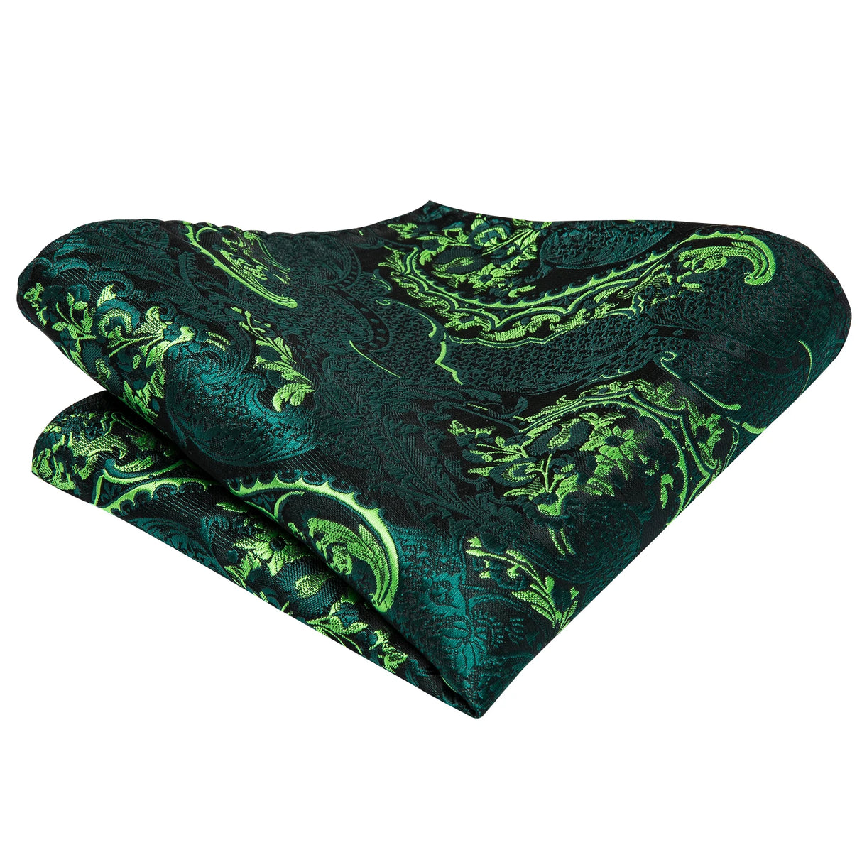 Hi-Tie Dark Green Floral Paisley Silk Wedding Tie For Men Handky Cufflink Gift Men Elegant Necktie Fashion Business Party