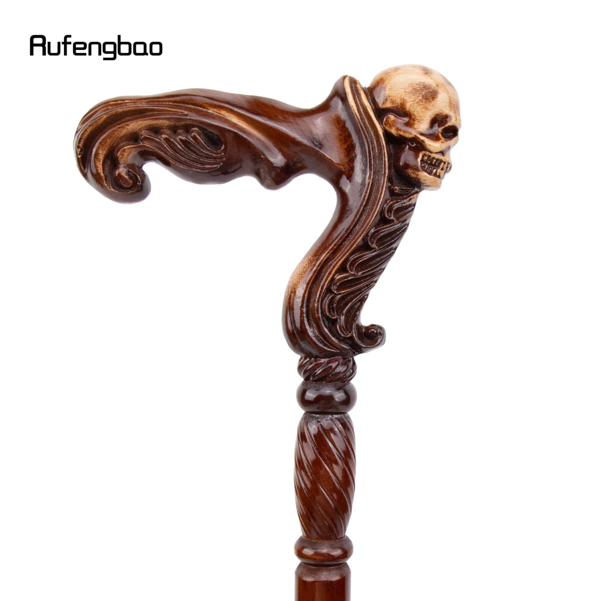 Skull Brown Wooden Fashion Walking Stick Decorative Vampire Cospaly Party Wood Walking Cane Halloween Mace Wand Crosier 93cm