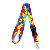 Autism Pattern Neck Keychain Necklace Webbings Ribbons Anime Cartoon Neck Strap Lanyard ID badge Holder Keychain Lanyards Gifts