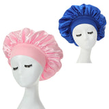 2PCS Milk Imitation Silk Wide Brim Satin Cloth Women's Hair Hat Bonnet Elastic Band Headwear bonnets for women