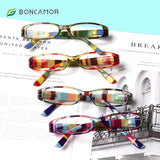 Blue Light Blocking Reading Glasses Spring Hinged Women with Striped Flower Frame Computer Goggle Reader Eyeglasses 0~+4.0