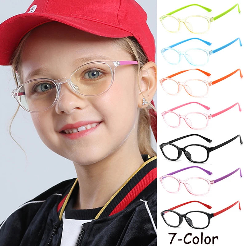 Blue Light Blocking Glasses for Kids Computer Glasses Silicone Frame Clear Lens Girl Boy Video Gaming Children Safety Eyewear