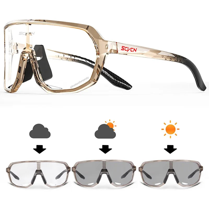 SCVCN New Riding Cycling Sunglasses Outdoor Sports Running Goggles Men's Mtb Bicycle Glasses Women Cycling Eyewear 1 Lens