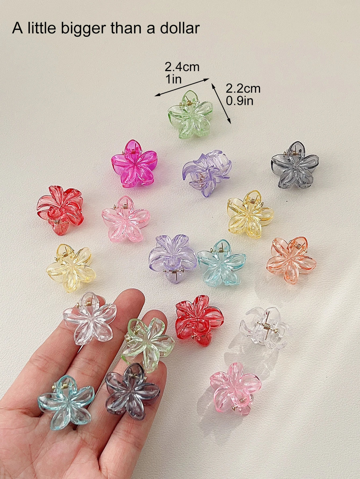 Mini Flower Hair Clips Pack for Women - Creaseless Styling Claw Clips for Bangs and Tiny Hair Styling