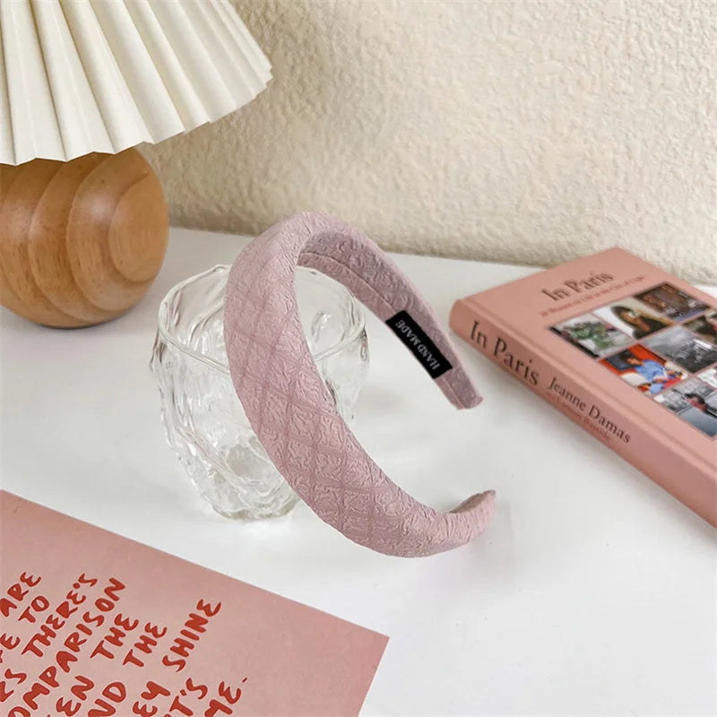 2022 Gentle Pink Womans Hairbands Girl Sweet Plush Wide Side Sponge Headband Hair Hoop Fashion Simple Solid Color Hair Accessory