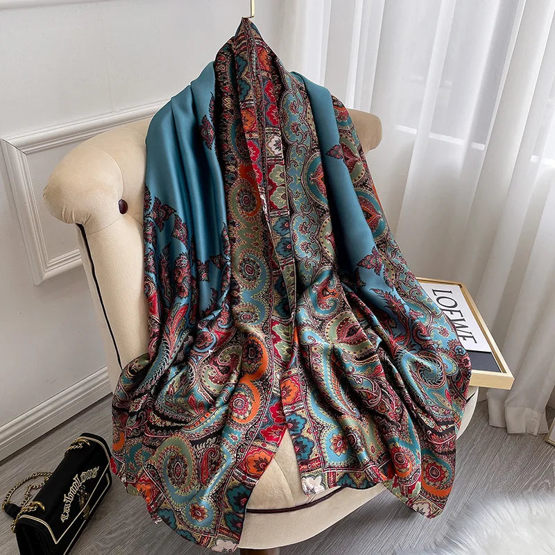 180*90cm Women Silk Scarves Female Chiffon Fashion Wrap Lady Leopard Shawl Sunscreen Beach Scarf foulard pareo muffler bandanna