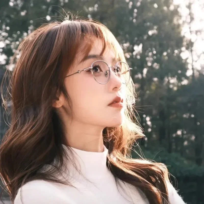 2024 Pure Titanium Frame Round Retro Fashion Men Women Eyeglasses Frame Anti-blue Light Glasses Designer Korean Glasses Frames