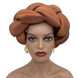 Exaggerated Big Braid Head Band African Raw Silk Turban Cap for Women Nigeria Wedding Party Headpiece Female Headband