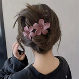 4Pcs Flower Hair Clips Fashion Matte Black Floral Hairpins Hair Claw Clips Non-Slip Hair Clamps Grab Elegant Hair Accessories