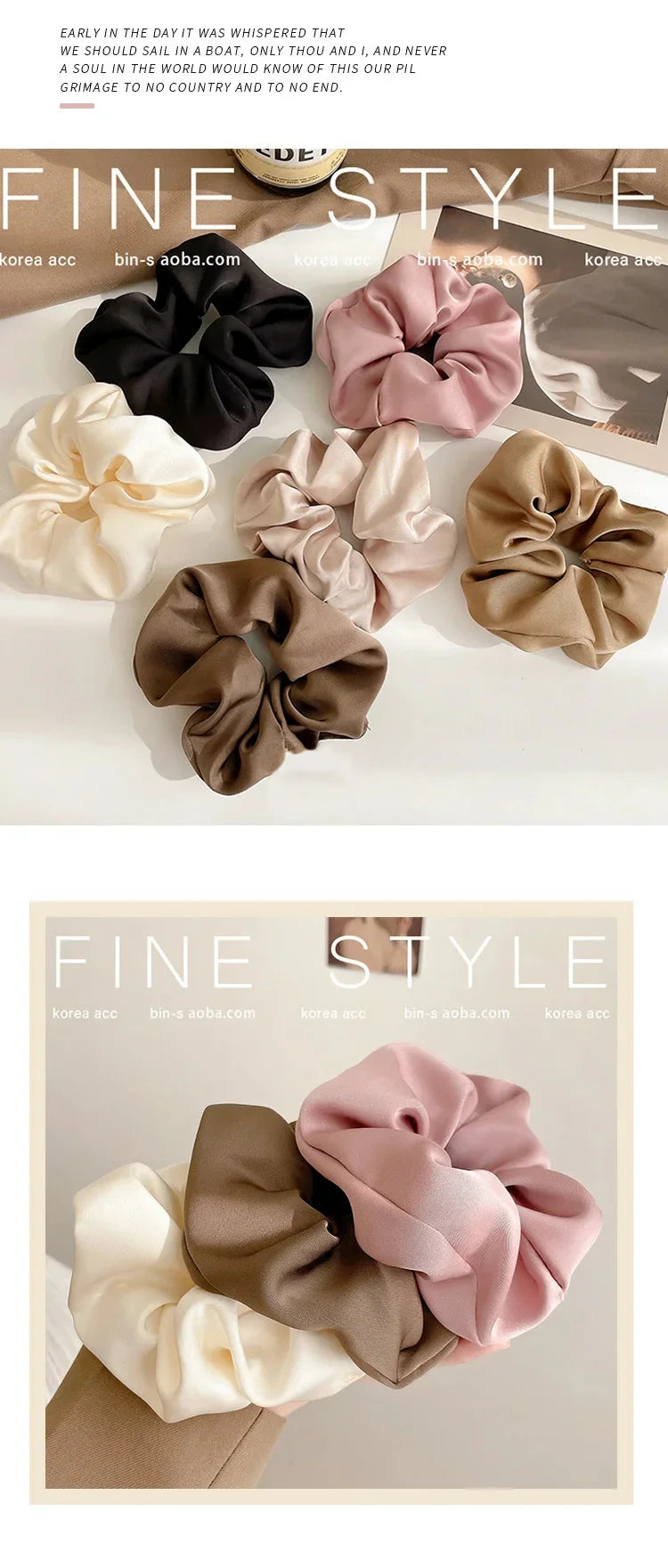 French Style Women Silk Scrunchie high sense Solid Color Hair Bands ladies Sports Dancing Ponytail Holder Hair Accessories Ties