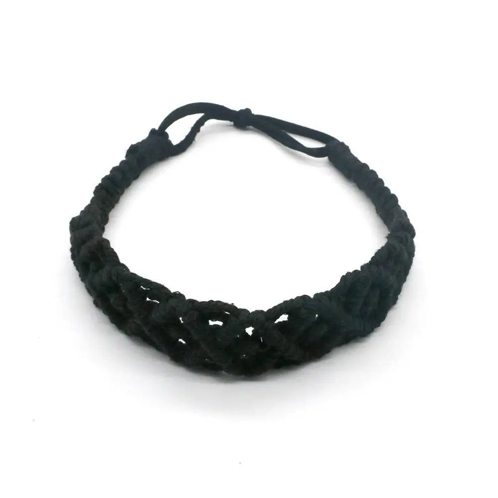 Style Elastic Hair Band Braided Rope Headwrap Turban Women Hair Scarf Macrame Hair Band Bohemian Headband Crochet Bandana