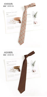 Brown Retro Plaid Striped Lazy-Free Japanese Style Brown Tie Women's Junior Wear Bow Tie College Style Men's Fashionmariage bleu