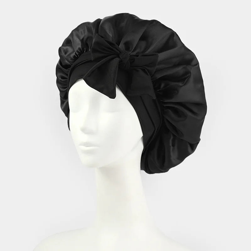 Europe and the United States selling style color cloth streamer round hat bow imitation silk women's nightcap beauty hair care h
