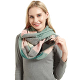 Women's Cashmere Checker Scarf Winter Warm Hidden Zip Pocket Scarf Women's Neck Warm Travel Ring Scarf