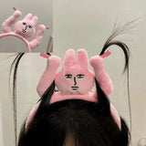 Headbands New Pink Bunny Hair Band Quirky Fun Plush Headband Grip Bangs Cute Photo Decoration Hair Bands Headdress