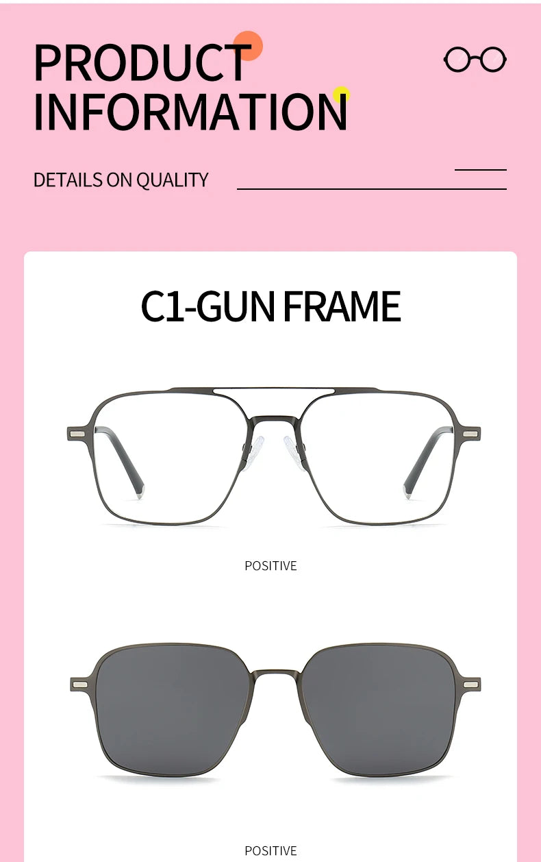Titanium 3 In 1 New Trend Magnet Glasses Frame With Clip On Glasses Polarized Sunglasses For Men Women Optical Computer glasses