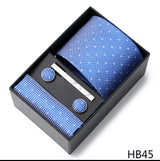 Gravatas For Men Luxury  Tie Hanky Pocket Squares Cufflink Set Necktie Box Male Brown April Fool's Day