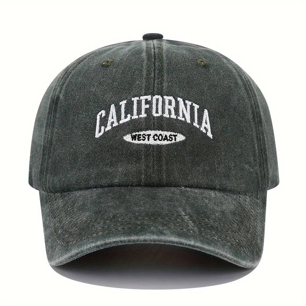 1PC Embroidered Baseball Cap On The West Coast Of California Vintage Style Pointed Hat Lightweight Hat Sun Resistant Sport Hat