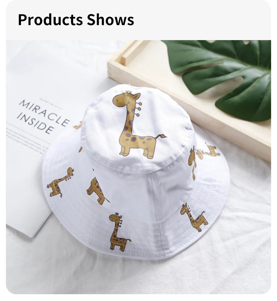 Cartoon Giraffe Baby Bucket Cap Outdoor Beach Children Sun Hat Kids Panama Cap Baby Boys Girls Cap
