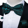 Classic Black Men Bow Ties 100% Silk Bowties Butterfly Pocket Square Cufflinks Set Suit Paisley Gold Pre-Tied Bow Tie DiBanGu