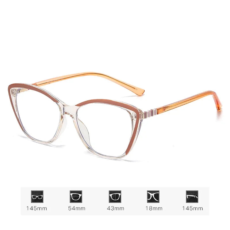 2025 Blue Light Blocking Myopia Glasses Women Men's Cat Eye Frame Photochromic Eyewear Minus Diopter Short-sight Eyeglasses