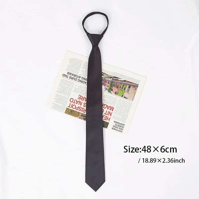 Men Tie Solid Color Skinny Zipper 6cm Ties for Women Wedding Dress Black Necktie Fashion Cravate Business Slim Shirt Accessories