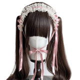 Gothic Headbands for Women Subculture Headband Gothic Bow White Headwear Cosplay Maid Flouncing Photo Props