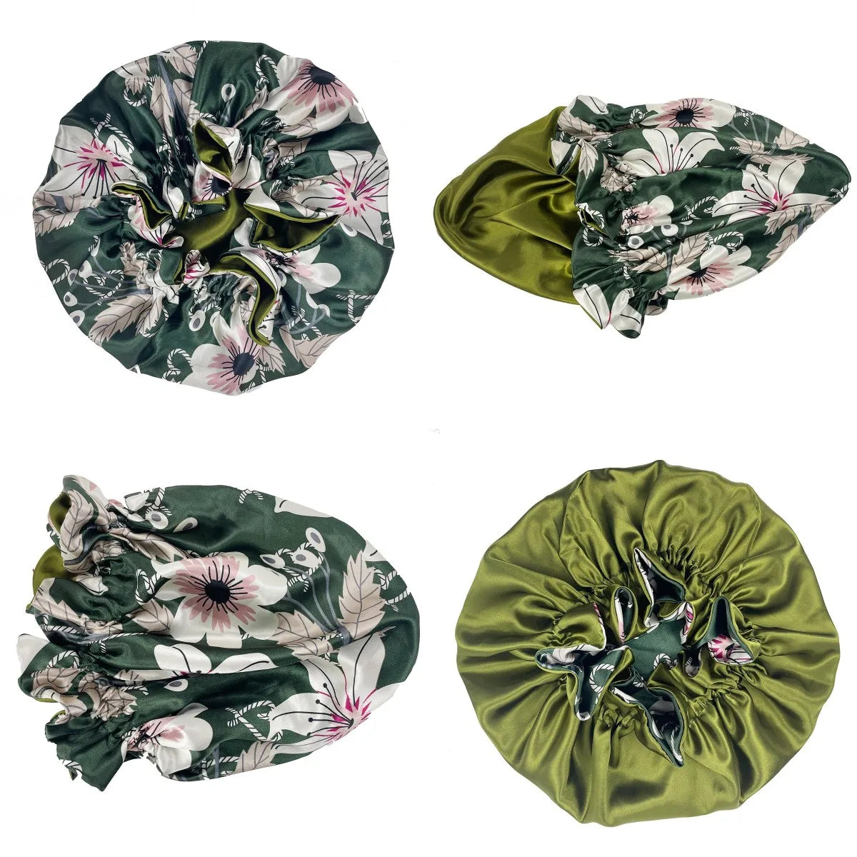 Double Layer Silky Satin Bonnet Women Sleeping Cap Large Reversible Satin Linned Night Sleep Headwrap Hat Hair Wrap Accessories