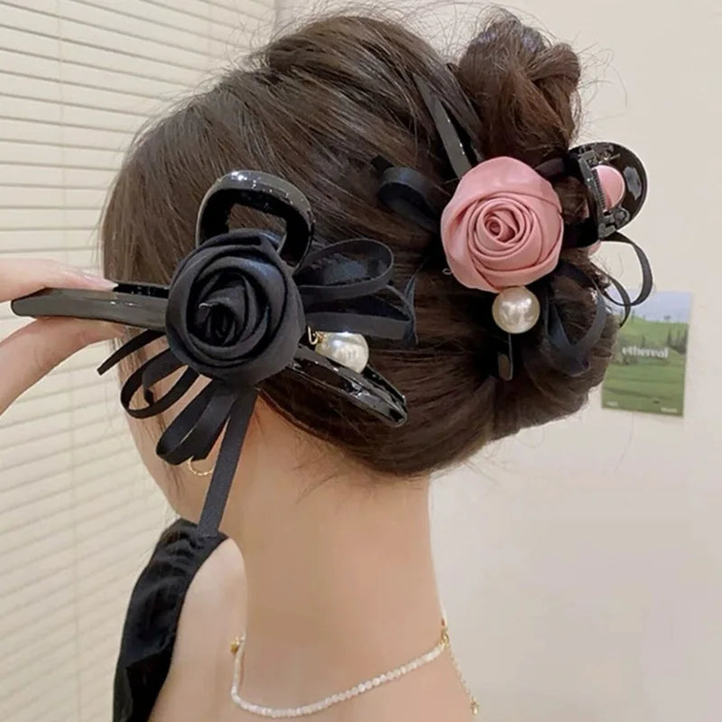 13cm Rose Shark Clip  Large  hair claw Elegant High-Grade Hair Accessories Pinzas Para El Cabello  Заколка Для Волос