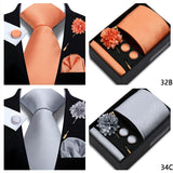 Top Quality Solid color Ties Hanky Cufflinks Brooch Set Elegant Jacquard Necktie For Men Business Wedding In Gift Box Gravatas