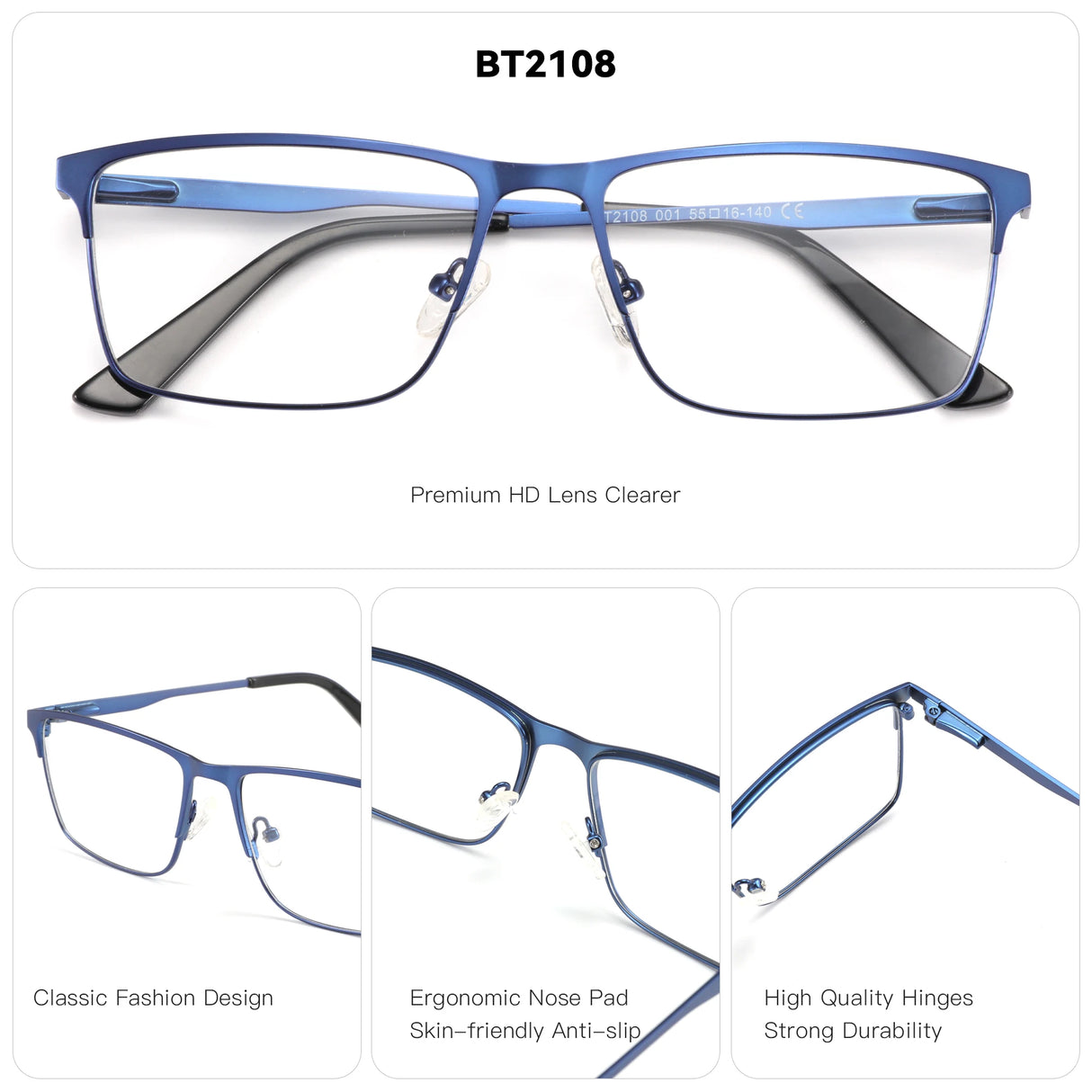 ZENOTTIC Men Titanium Alloy Optical Glasses Frame Fashion Male Square Eyewear Ultralight Metal Non-Prescription Eyeglasses