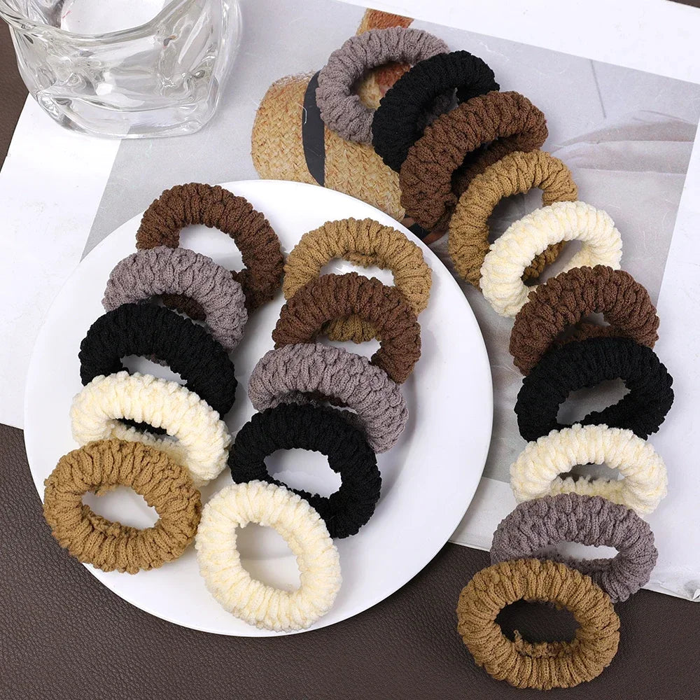 High Elastic Thicken Hair Rope Towel Pleated Scrunchie High Ponytail Holders Rubber Band Elastic Women Hair Ring Hair Accessory