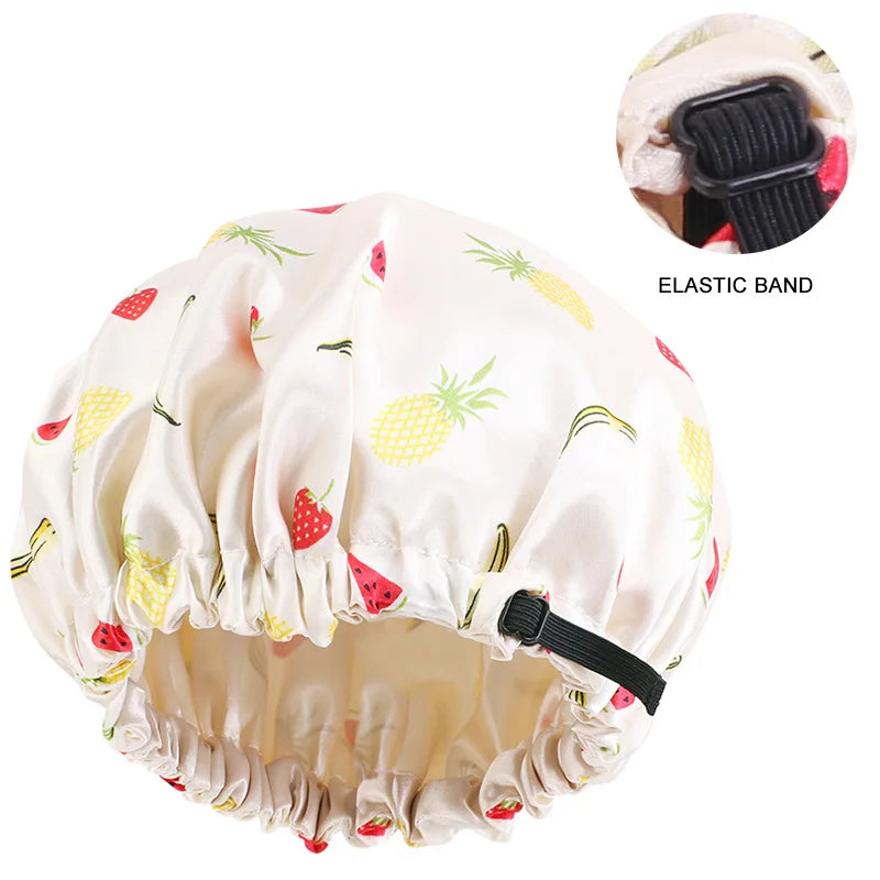 Adjustable Satin Silk Bonnet for Baby Sleep Cap Children Flower Print Satin Nightcap Girl Wash Makeup Cap Kid Sleep Night Bonnet