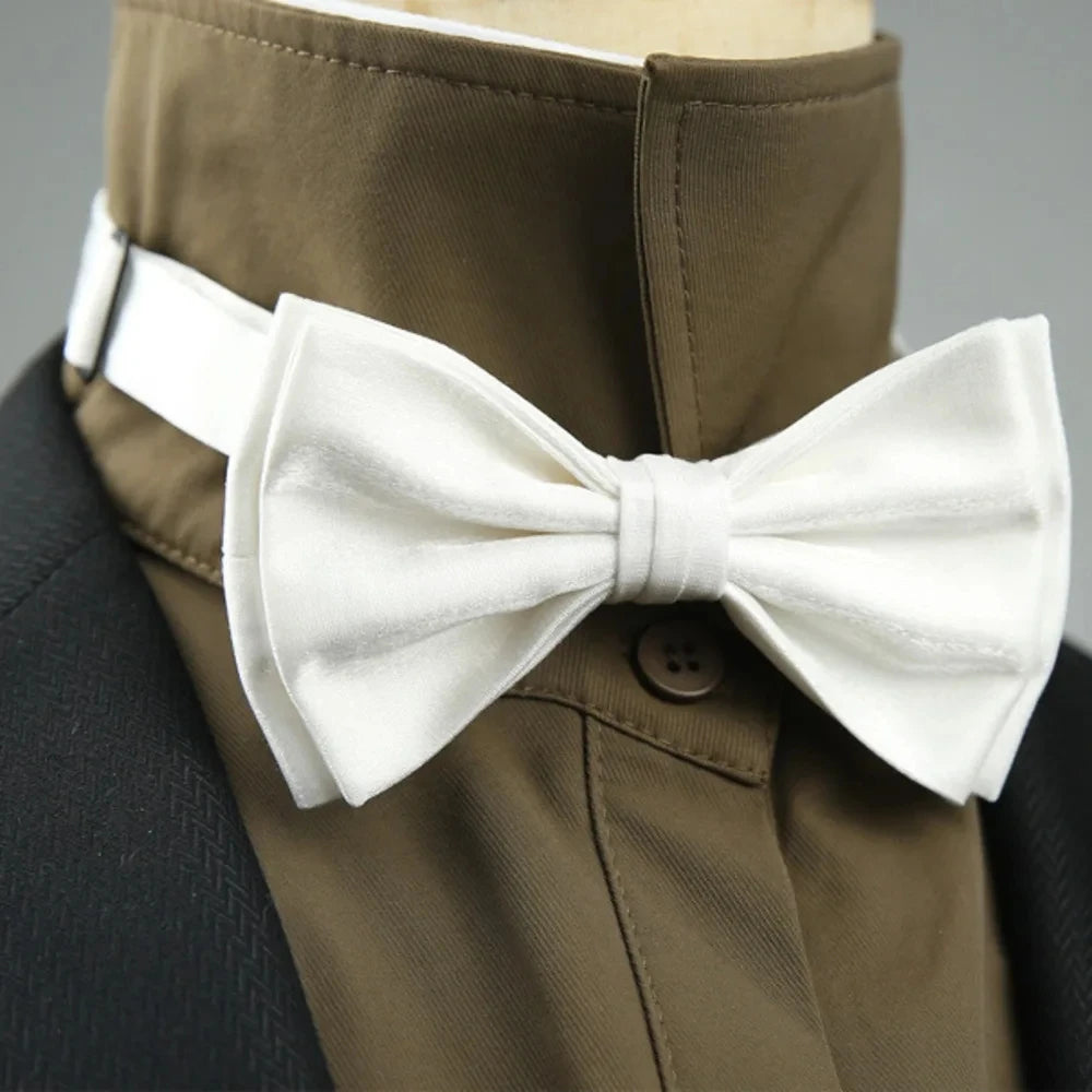4 Styles Solid Color Black White Wine Bow Ties New Ribbon Gilded Butterfly Double Layered Wedding Party Bowknot Tuxedo Cravat