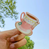 Sweet Cute Plastic Pastoral Flower Print Cup Shark Hairpin For Women Girls New Cute Vase Shape Hair Clip Claw Accessories