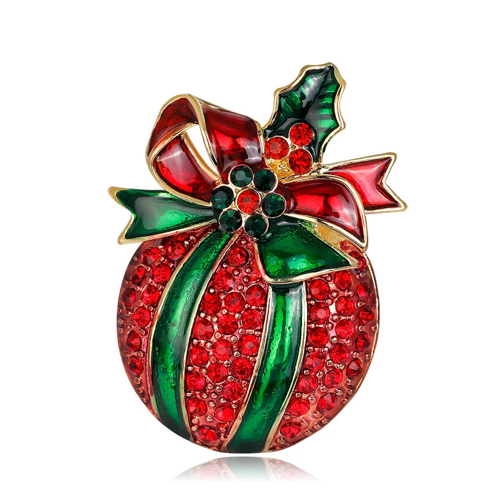 Christmas brooch apple snowflake bow cane candy ice cream gift pine cone pin men and women accessories