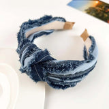 Women Denim Cloth Knotted Headbands Hairbands Headdress INS Fashion Cool Cowboy Wide Head Bands Hair Hoops