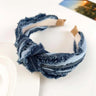 Women Denim Cloth Knotted Headbands Hairbands Headdress INS Fashion Cool Cowboy Wide Head Bands Hair Hoops